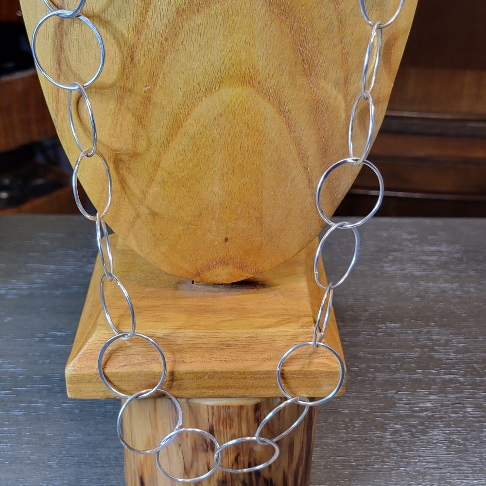 Signed BR Silver Tone Chain Link Necklace 30" Long Banana Republic Jewelry - Picture 10 of 10